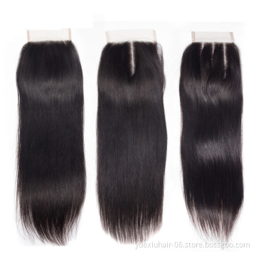 100% Human Hair 4x4 Straight Swiss Lace Hair Closure Piece Thick Smooth Silk Base Closure with Baby Hair